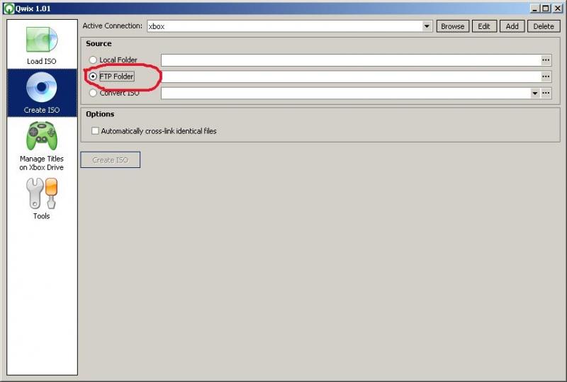 Qwix Screenshot – Tick the ‘FTP Folder’ Button as shown