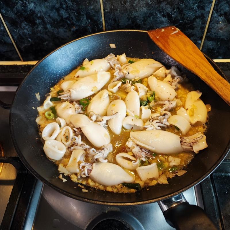 Curry squid in coconut milk and coriander