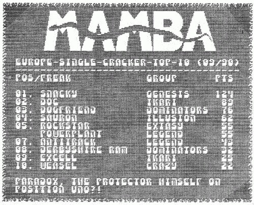 Mamba’s Singe Cracker Top-10 from September 1990.