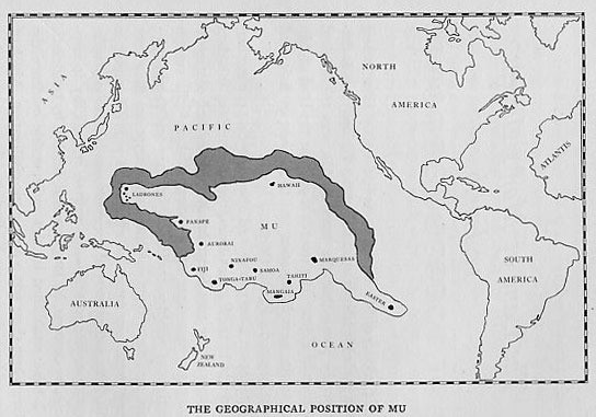 Map from 1926 Lost Continent of Mu Motherland of Man by James Churchward