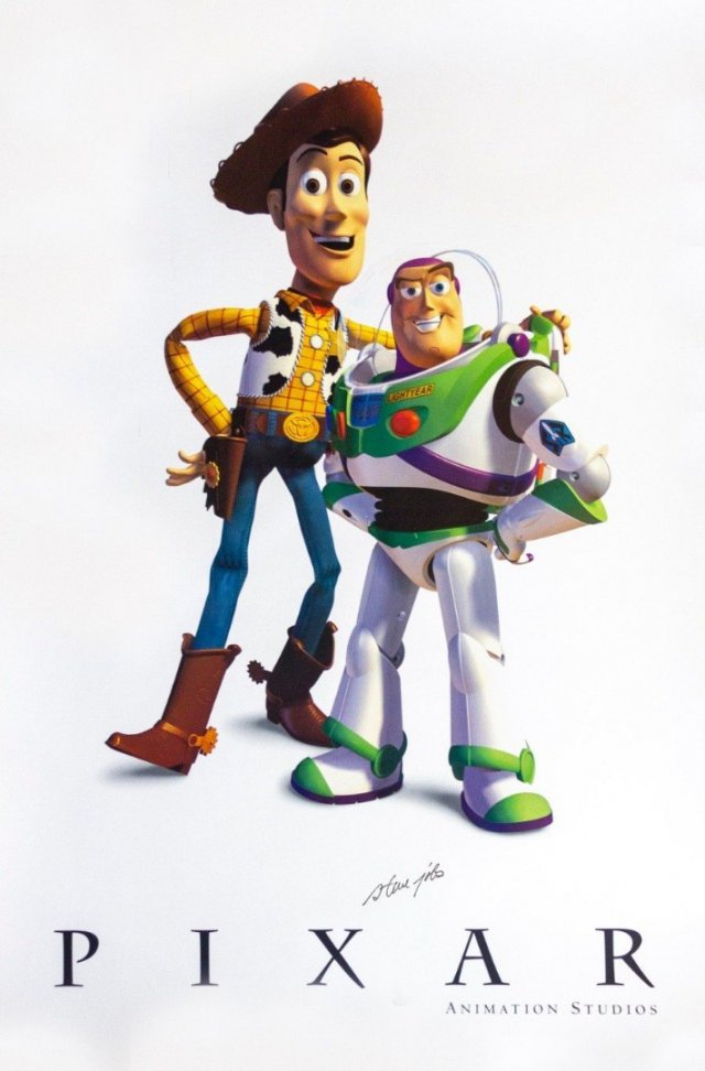 The original 24-x 36-inch poster featuring the Toy Story characters Woody and Buzz.