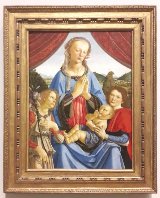 The Virgin and Child with Two Angels by Andrea del Verrocchio and assistant (Lorenzo di Credi).