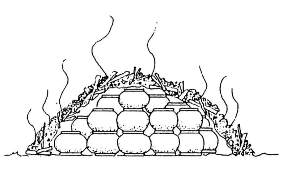 an early oven, a pit kiln, consisting of a pit dug in the ground