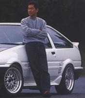 Keichi The King Of Drift Tsuchiya next to his faithful Trueno with which he competes with much more 
