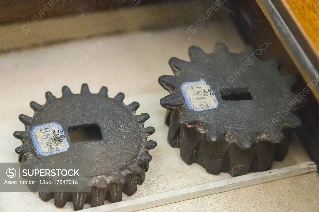 Gears in a display case at the cairo museum in egypt