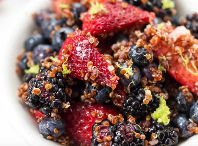 Maple Lime Triple Berry Quinoa Salad (with Video)