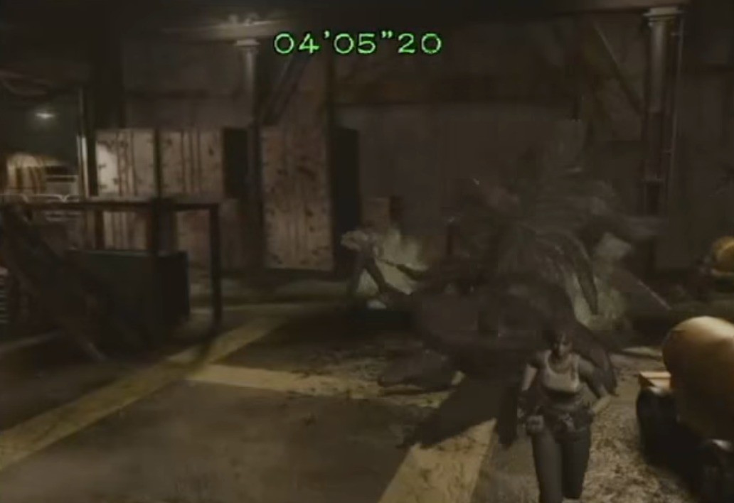 Resident Evil 0 (GameCube): Rebecca and Billy fighting the final boss Queen Leech.