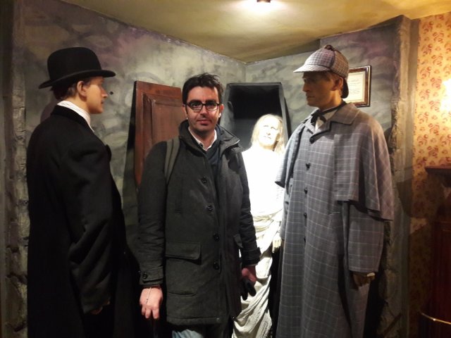 Me between Sherlock Holmes and Dr. Watson.