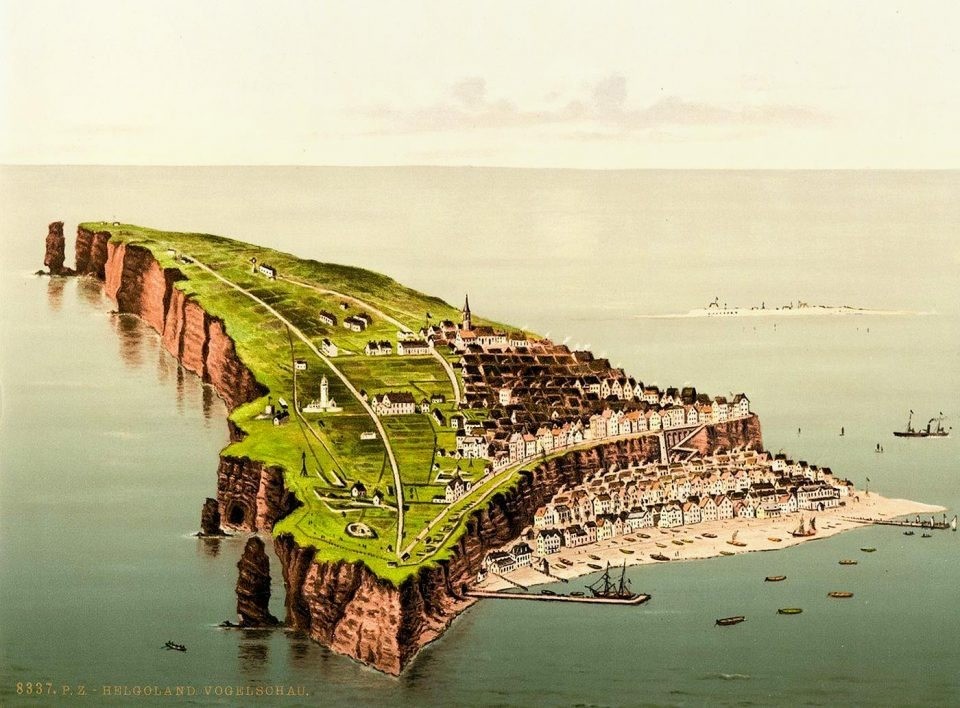 Illustration from 1890 depicting the island of Heligoland.