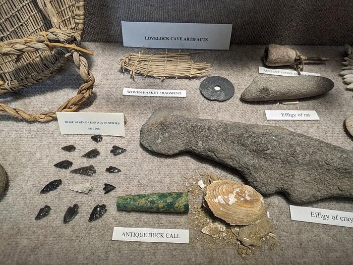 A collection of artifacts found in Lovelock Cave on display at the Humboldt Museum in Winnemucca, Ne