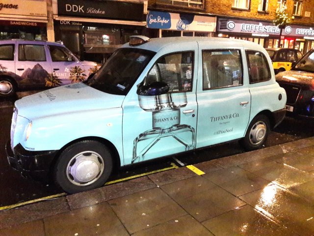 Advertising on taxis in London: Tiffany & Co.