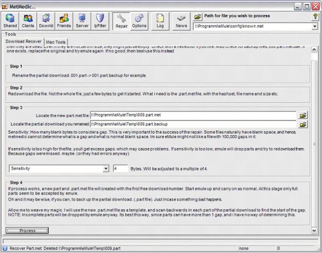 eMule: Guida al recupero dei files corrotti con MetMedic